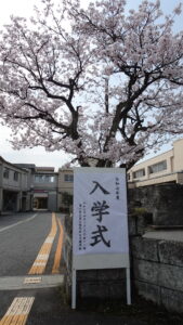正門の入学式立看板